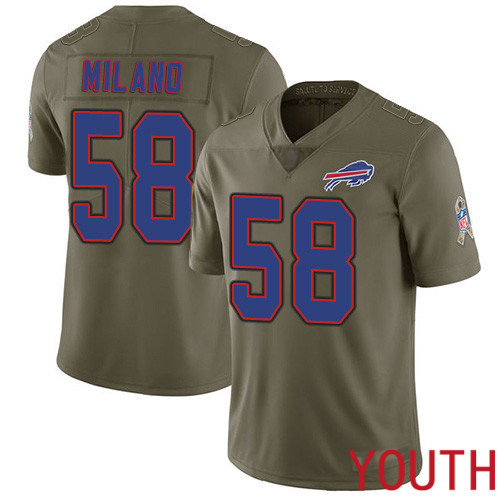 Youth Buffalo Bills #58 Matt Milano Limited Olive 2017 Salute to Service NFL Jersey->youth nfl jersey->Youth Jersey